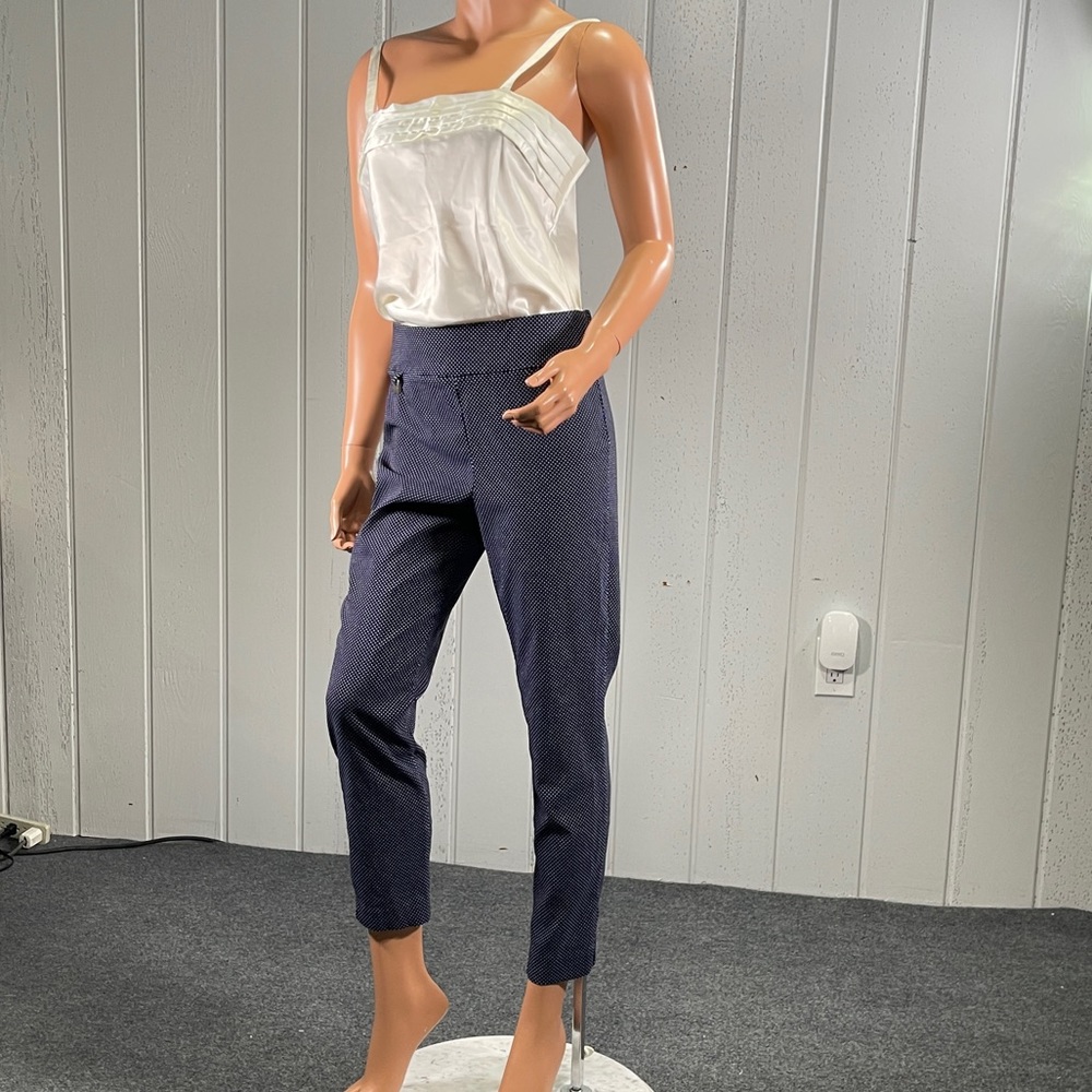 *Zoe + Phoebe Women’s Navy Blue & white Polka Dot Pant Sz M